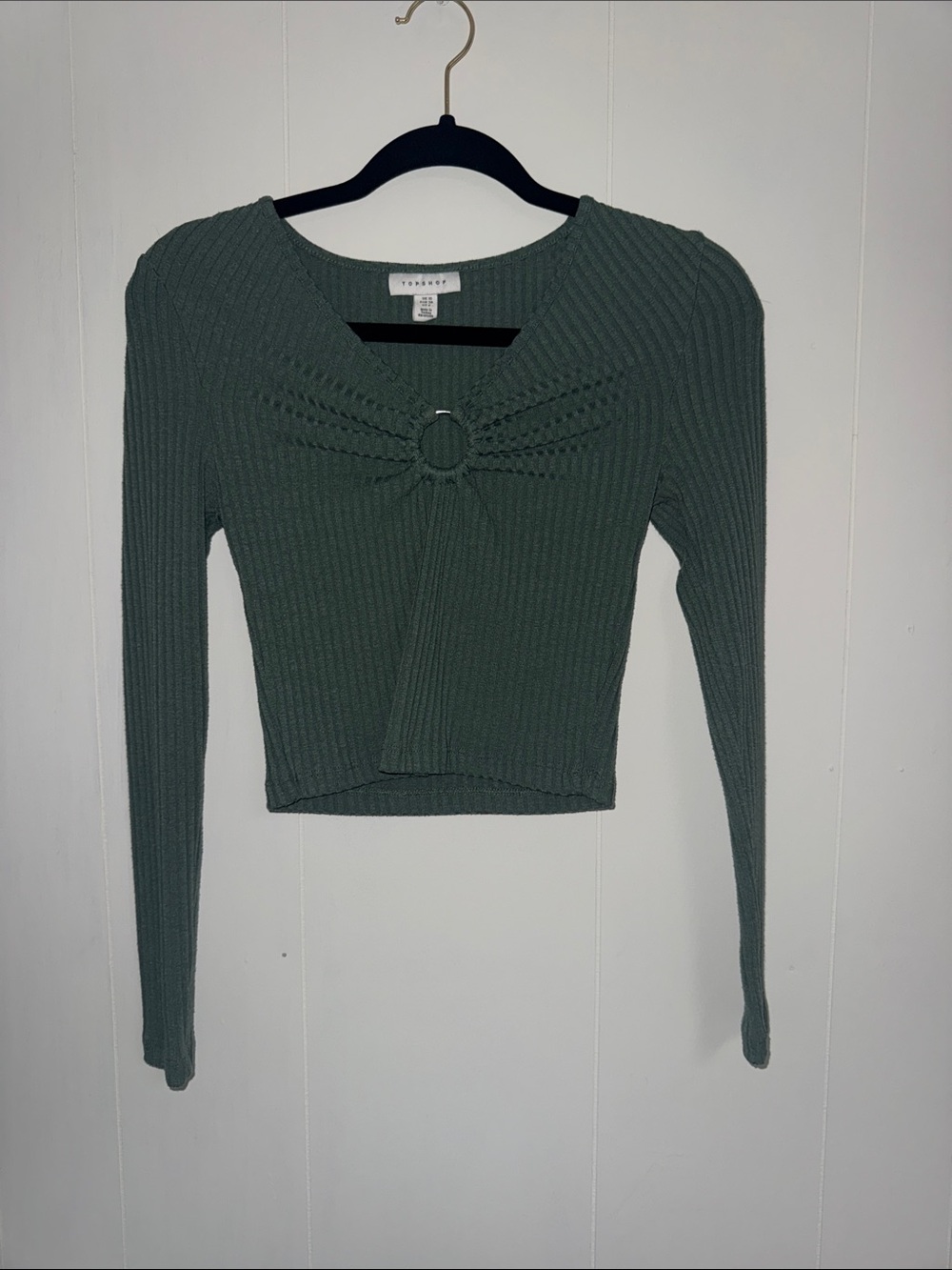 Top shop ribbed cropped shirt